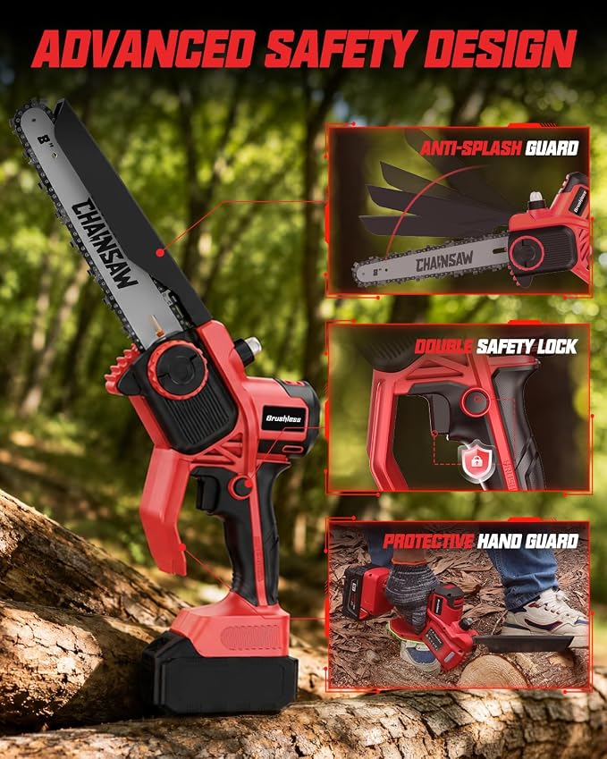 Brushless Mini Chainsaw Compatible with Milwaukee M18 18V (Tool Only) | Cordless Chain Saw for Branch Cutting, Tree Trimming, Shrub Trimming, Small Logs, Garden, Orchard, Yard Cleanup, Dad Gifts