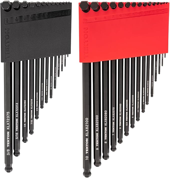 TEKTON Ball End Hex L-Key Set, 28-Piece | KLX91302 | (0.050 - 3/8 in., 1.3 - 10 mm), Manganese Phosphate Finish, Holder