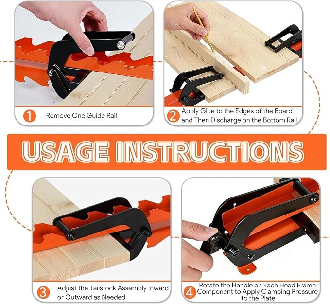 43 inch Pressure Panel Clamps 2 Pack, 4-Way Pressure Steel Clamps