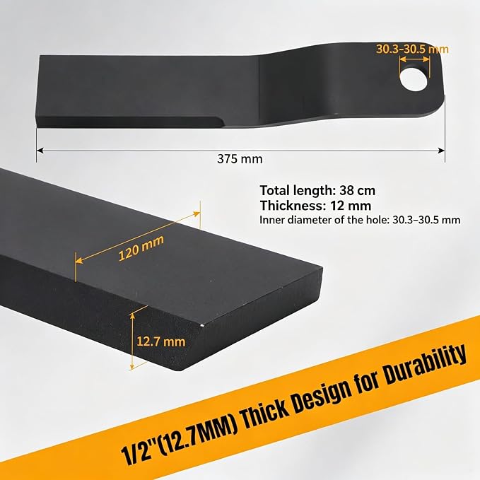 Heavy Duty Blades for Wolverine BC-13-72W & AGT Top Cat HFRC72 Skidsteer Brush Hog 0.5"– Replacement Rotary Cutter Blades for Land Clearing & Brush Cutting