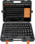 1/2" Impact Socket Set Metric and Standard - Trivd Frol 65 Piece Socket Set | SAE 3/8" to 1-1/4" and Metric 8-24mm, Shallow & Deep Socket Set, Cr-V Steel, 6-Point, with Ratchet, Extension Bars, Adapter