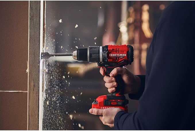 CRAFTSMAN V20 Cordless Hammer Drill Kit, 1/2 inch, 2 Batteries and Charger Included (CMCD732D2), Black