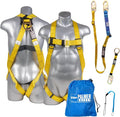 Safety Harness w/Detachable 6 ft Lanyard I Single Leg Lanyard w/Internal Shock Absorbing & Snap Hook
