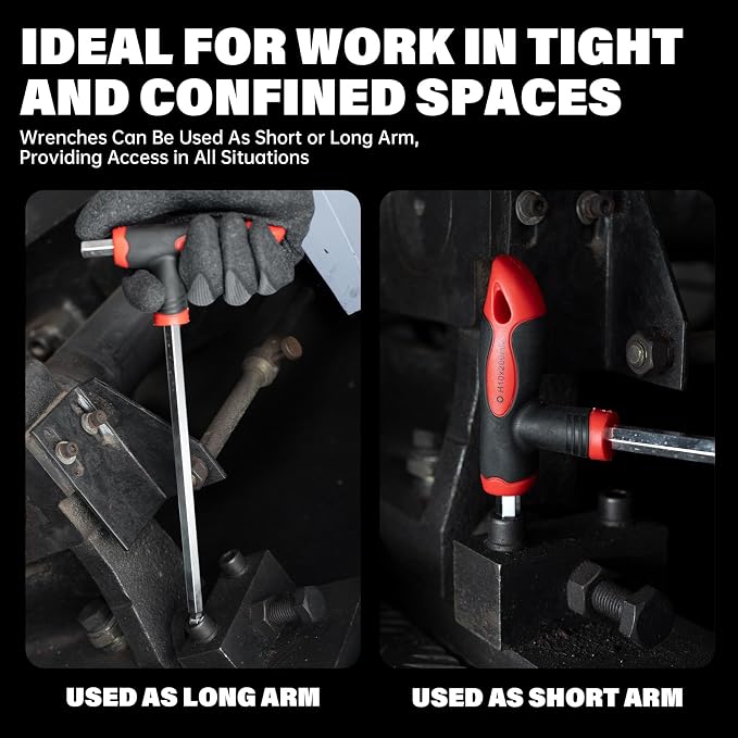 ROTATION 16pc Hex and Torx Wrench Set, T Handle Allen Key with Case | For Long Shafts, Storage Rack, Auto, Bike, Moto