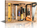 Hammer and Ruler Picture 1 Panels Large Wall Art for Living Room Wall Decor Assorted Work Tools on Wood Poster, Canvas Supermarket Hotel Restaurant Office Wall Decoration Ready to Hang (24"Wx36"H)