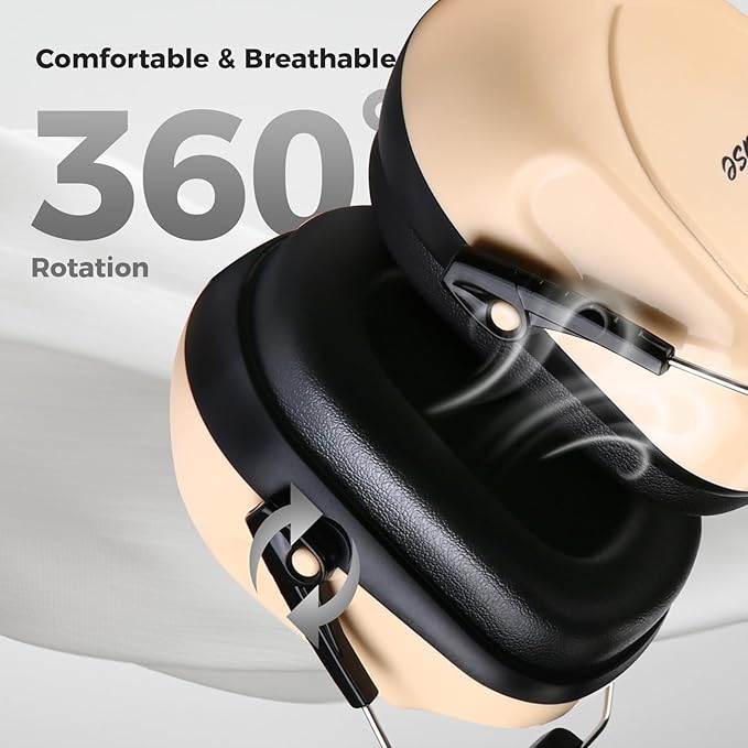 ProCase Noise Reduction Ear Muffs, Sound Proof Ear Protection, NRR 28dB Noise Cancelling Headphones for Adults Kids Autism, Hearing Protection for Shooting Gun Range Mowing -Beige