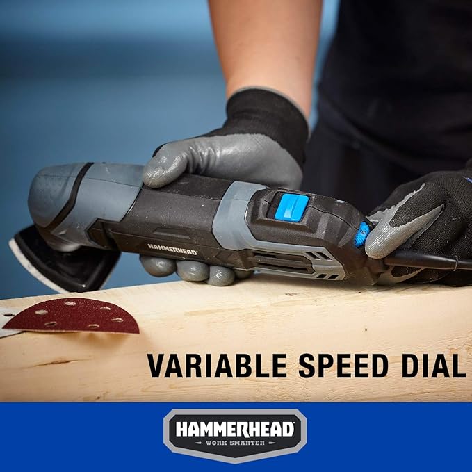 Hammerhead 2.2-Amp Oscillating Multi-Tool with 1pc Flush Cut Blade,1pc Semicircle Saw Blade,1pc-Sanding pad,3pcs Sanding Paper - HAMT022,(Pack of 8)