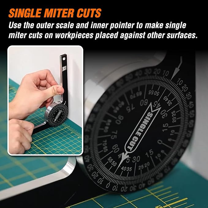 WEN Miter Saw Protractor, 7.25-Inch Aluminum Alloy with Laser-Engraved Scaled (ME175P)