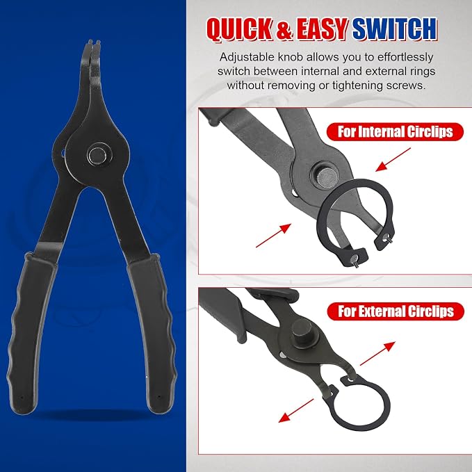 NYXOVA 14pcs Snap Ring Plier Set, Straight & Bent Retaining Ring Pliers
