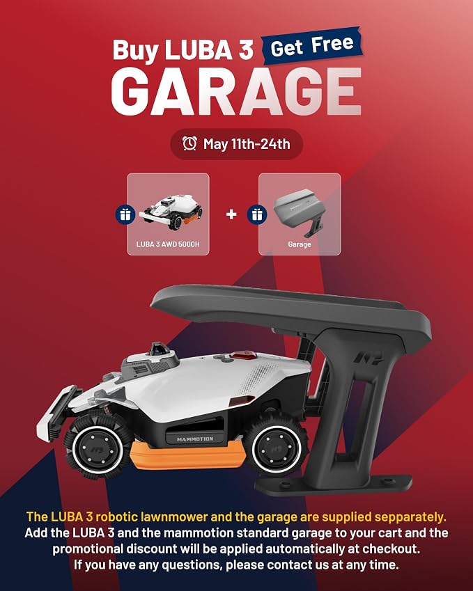 Mammotion LUBA 3 AWD 1500H Robot Lawn Mower for 0.37 Acre, 360° LiDAR+Dual-Camera AI Vision, All-Wheel-Drive for 80% Slopes, 15 Multi-Zone Management, Cutting Height 2.2"-4.0"