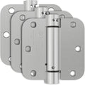 3 Pack Self Closing Door Hinges, 3.5 Inch Auto Closing Door Hinge with 5/8'' Radius Corners, Adjustable Tension for Garage, Front, Back Door, UL Listed, Left and Right Hand, Brushed Nickel