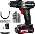 Cordless Drill Set with Battery and Charger, AVID POWER 20V MAX Lithium lon Power Drill Kit, 550RPM Variable Speed & 3/8-Inch Keyless Chuck,16 Position and 22pcs Drill Bits(Black)