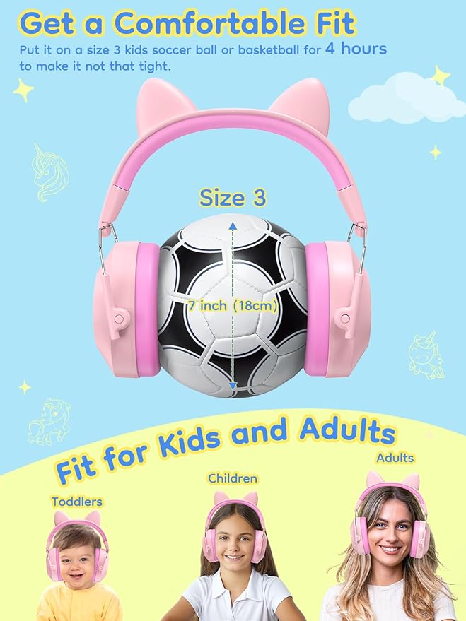 Dr.meter Ear Muffs for Noise Reduction: 32dB SNR Noise Cancelling Headphones for Kids Autism Sensory, Adjustable Kids Ear Hearing Protection for Autism Sensory, Fireworks, Concert w/Fun Stickers