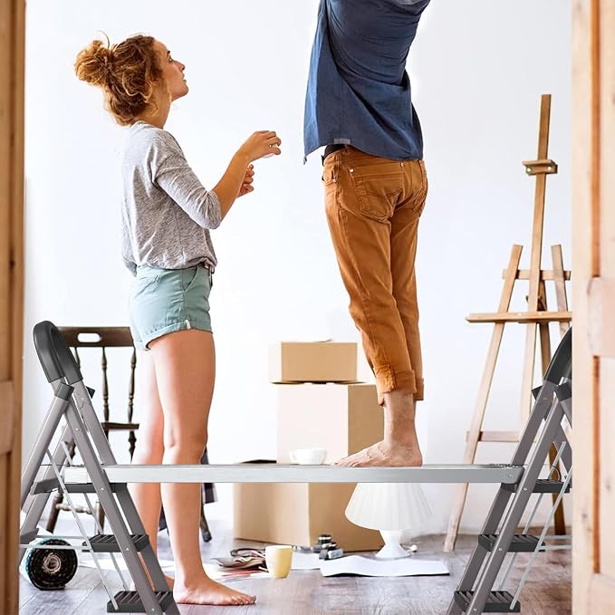 Aluminum Telescoping Work Plank for Ladders, Adjustable Aluminum Plank,6-9ft,440lbs Capacity,12.5" Wide,Anti-Slip Platform Ideal for Home Renovation and Construction