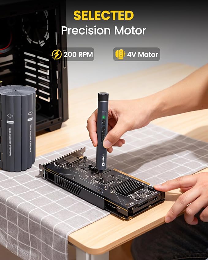 Electric Screwdriver, HARDELL Mini Electric Screwdriver 4V with 123 Power Screwdriver Accessories, Max 0.4N.m, 350mAh, 5/32'' Hex, Precision Repair Tool Kit for Electronics Phone Camera Laptop Watch