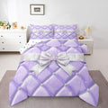 Feelyou Cute Purple Bow Kids Comforter Set Queen Size Glitter Bowknot Bedding Set Princess Duvet Quilt for Kids Boys Girls Bedroom Decor Microfiber Ultra Soft Breathable