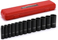 CASOMAN 1/2-Inch Drive Deep Impact Socket Set, 13 Pieces Set, 7/16"-1-1/4", CR-MO, SAE, Heavy Duty Storage Case