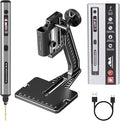 Mini Electric Drill Pen with Benchtop Press, 5-Speed, 10 Small Drill Bits with Aluminium Box, LED Lights, OLED Display, Resin Drill Set For Jewelry Making, Plastic, Wood (SDS ULTRA PLUS)