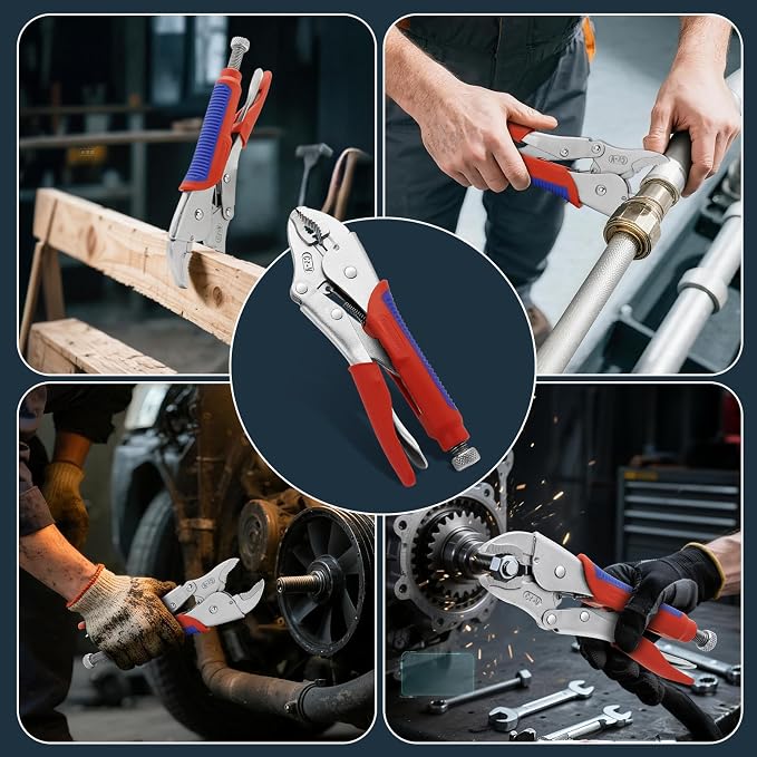 10-Inch Curved Jaw Locking Plier, Vice Grips Large pliers - CRV Steel Multi-Grip, TPR Anti-Slip Handle for Welding, Plumbing, Workshop