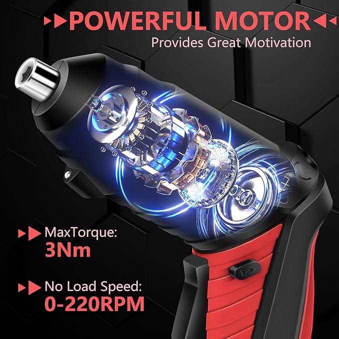 JENABOM Electric Screwdriver Cordless Rechargeable Small Drill Set 3.6V Li-ion 3.5Nm Max Torque Electric Rotatable with LED Light Screwdriver,14Pcs