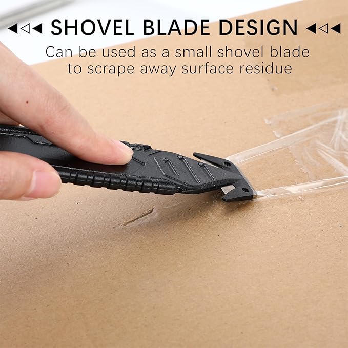 Therwen 20 Pcs Safety Box Cutter Knife of Stainless Steel Concealed Blade Package Opener with Tape Splitter for Carton Cardboard Wrap Letter Work Bag Straps Film Utility Tool (Black)