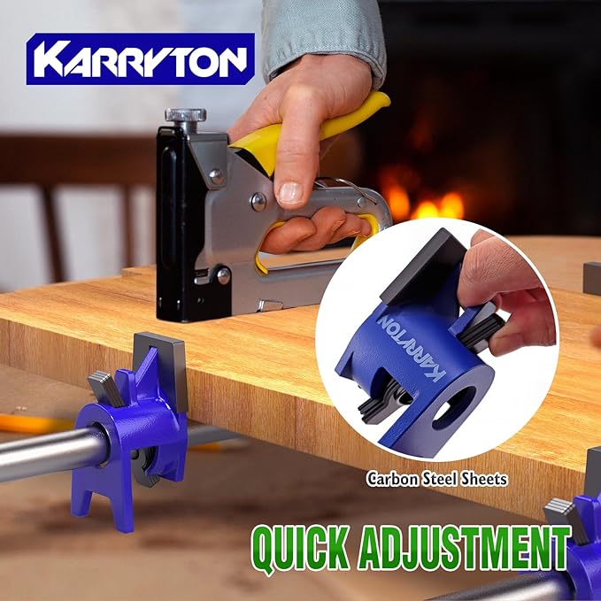 3/4 Inch Heavy Duty Pipe Clamps for Woodworking, H-Style Wood Gluing Clamps w/Foot Pads, Adjustable Pipe Clamp Tool for Furniture, Cabinet Making & DIY Projects (Set of 4)