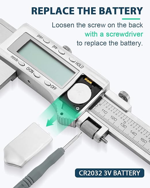 20 Inch Digital Caliper with 6" Long Jaw All-Metal Frame | 0.0005"/0.01mm Inch High Resolution, Large LCD Display, Inch Metric Conversion, Fine Polished Finish, Portable Case