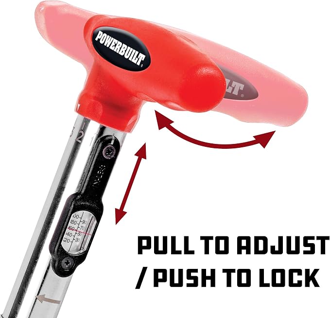 Powerbuilt 1/4 inch Drive Ratcheting T-Handle Torque Wrench, 20-100 in. lb. Range, Easy to Set and Lock in Place, for TPMS Systems and Bike Repair Assembly, Great for Carbon Fiber Handlebars - 649971