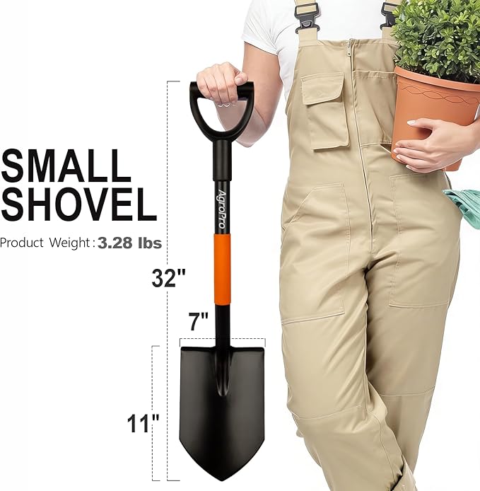 Shovel for Digging, Heavy Duty Garden Shovel with Ergonomic D-Handle, Small Shovel for Planting, 32 Inches