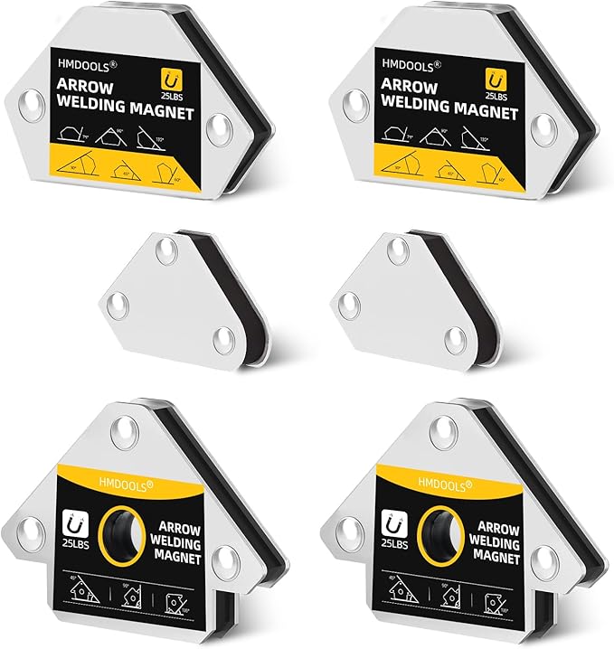 Welding Magnets Small Set,6 Pieces Welding Magnetic and Clamps Holder 25LB & 10LB,2Pcs Arrow,2Pcs Hexagon,2Pcs Mini,Power Welding Accessories and Tools,Welding for Car,Angle Magnets for Welding