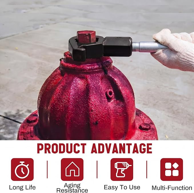Tandefio 1 Pcs Fire Hydrant Wrench, 1-1/2" to 6", Black | Adjustable Hydrant Key for Utility Crews, Multifunctional Hydrant Wrench for Tightening Fire Nuts Tightening Water Pipes