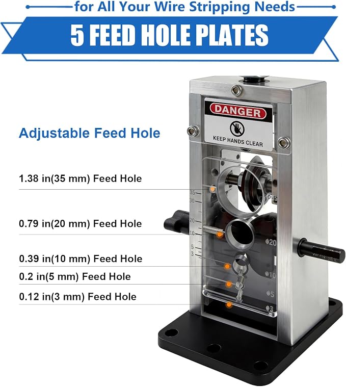 Manual Wire Stripper Machine, 0.06"-1.38" Wire Stripping Machine, Wire Stripping Tool for 1.5-35mm Scrap Wire Copper Wire Stripper Aluminum Alloy Frame Drill Powered Cable Stripper for DIY Cable