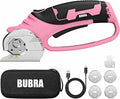 Cordless Electric Scissors 4V Rechargeable Cardboard Cutter with 4 SK5 Blades, 2000mAh Battery, LED Light, Electric Box Cutter 1/3” Cutting Capacity Power Cutter for Fabric Carpet Leather - Pink