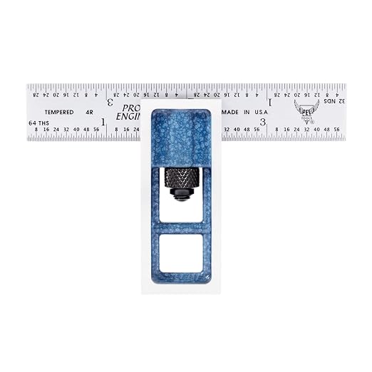 PEC Precision Double Square - 4 Inch Adjustable Machinist Square,Hardened Tempered Steel Blade, Satin Chrome Finish, Graduations 1/32,1/64",1/8",1/16", Made in USA