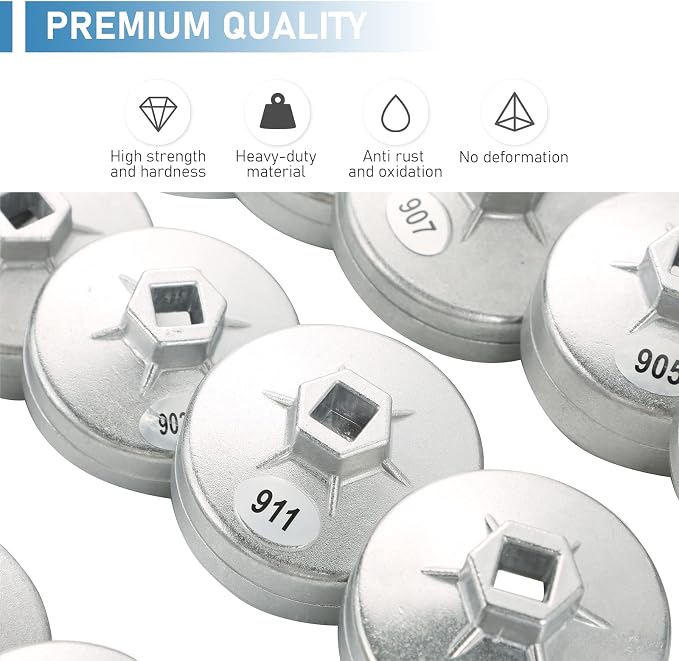 ATPEAM 23pcs Aluminum Alloy Cup Type Oil Filter Cap Wrench Socket Removal Tool Set 1/2" dr.