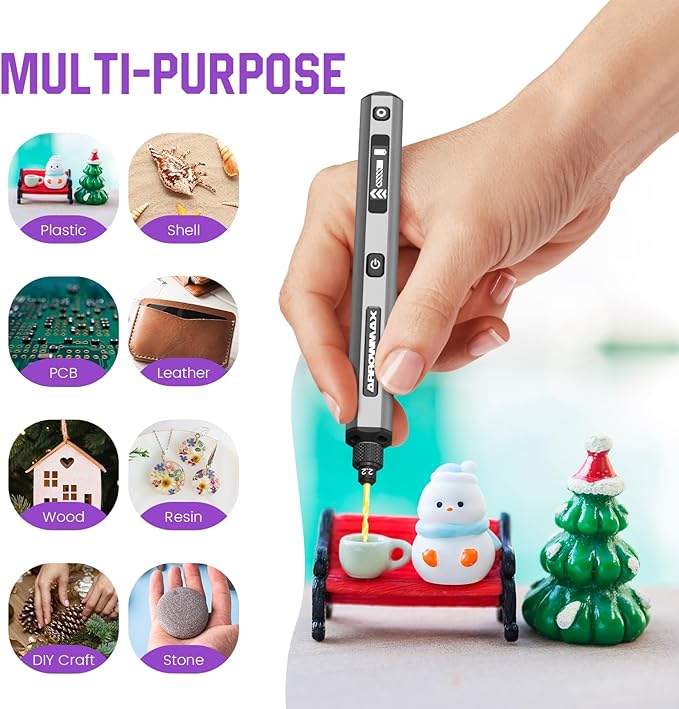 Mini Drill Pen, 5-Speed, LED Lights, OLED Display, Aluminium Box, Resin Drill Set With 10 Small Bits, 3/32-Inch Shank, For Jewelry Making, Wood, Plastic,(SDS)