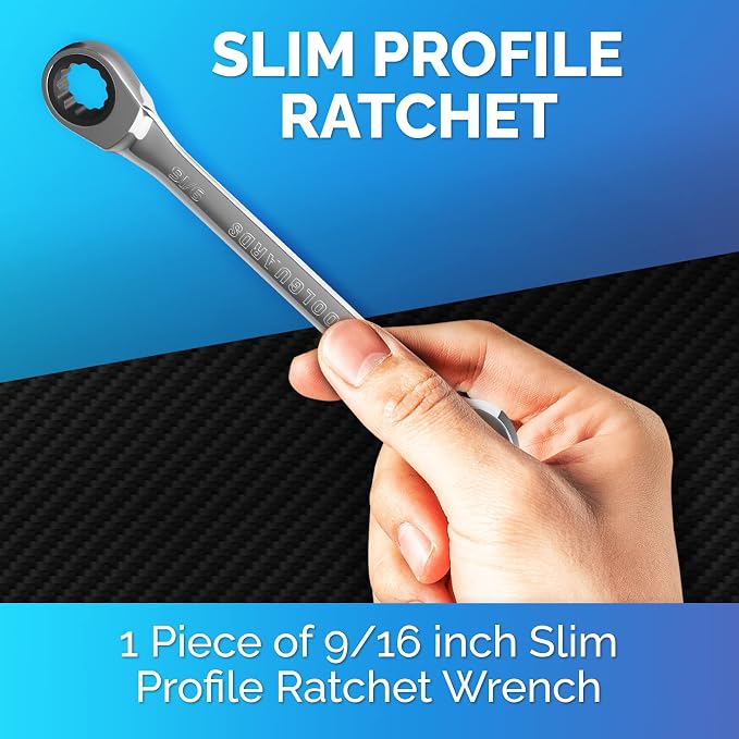 Ratcheting Wrench - Slim Profile - Ratchet Wrench, 9/16" Wrench