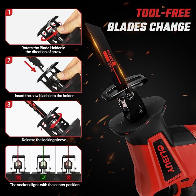 Reciprocating Saw for Mwk M-18 Battery,Cordless Sawzall with 8 Blades,0-3000SPM Variable Speed, Cordless Reciprocating Saws for Wood/Metal/PVC Cutting(Battery Not Included)