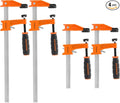 JORGENSEN 4-pack Steel Bar Clamps Set, 6 inch & 12 inch Medium Duty F-Clamp - 600 Lbs Load Limit for Woodworking
