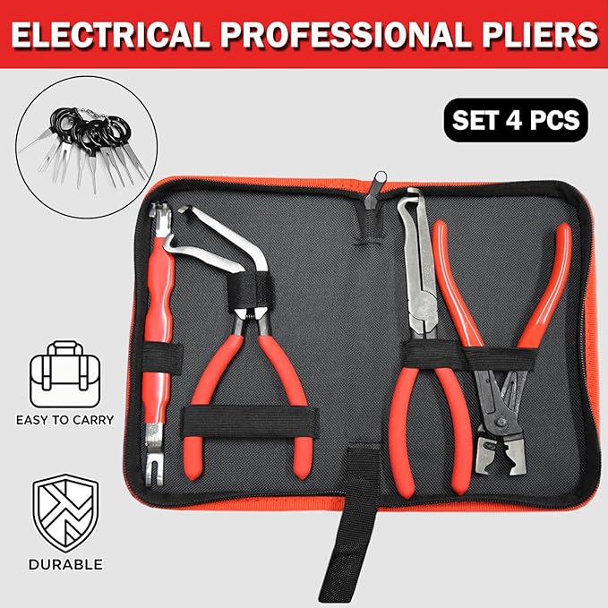 5 Pcs Electrical Disconnect Pliers for Cars,Hose Clamp Pliers,Automotive Electrical Connector Disconnect Tool,Connector Separator for Car, Truck Repair & 8PCS Terminal Removal Tools