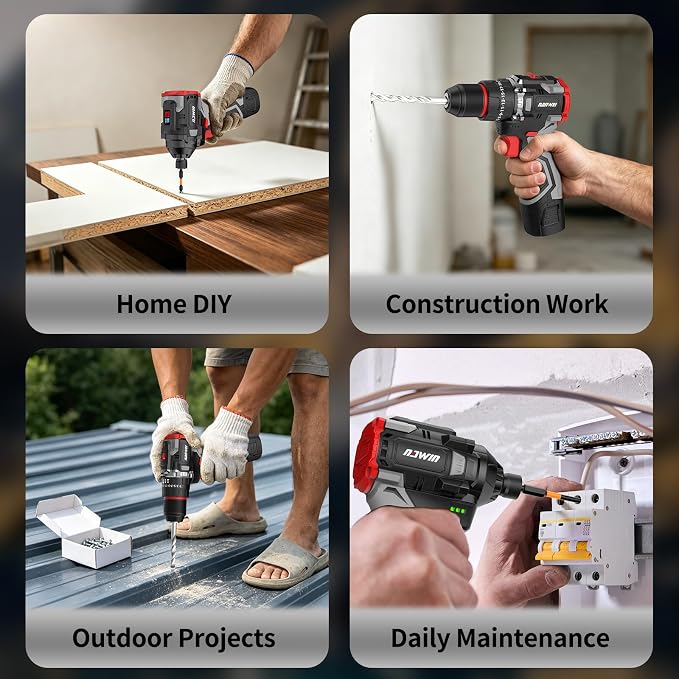 16.8V Cordless Drill & Impact Driver Combo Kit, 3/8" Drill & 1/4" Impact Driver, 2×2000mAh Batteries, for DIY Projects, Furniture Assembly & Home Repairs