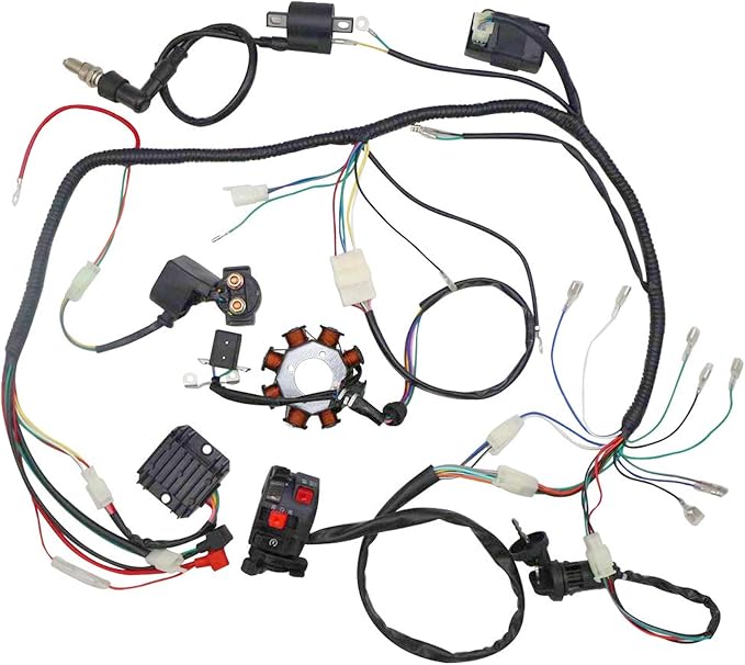 Complete Electrics Stator Coil CDI Wiring Harness with Full Copper Wire for 4-Stroke ATV Quad 150cc-300cc