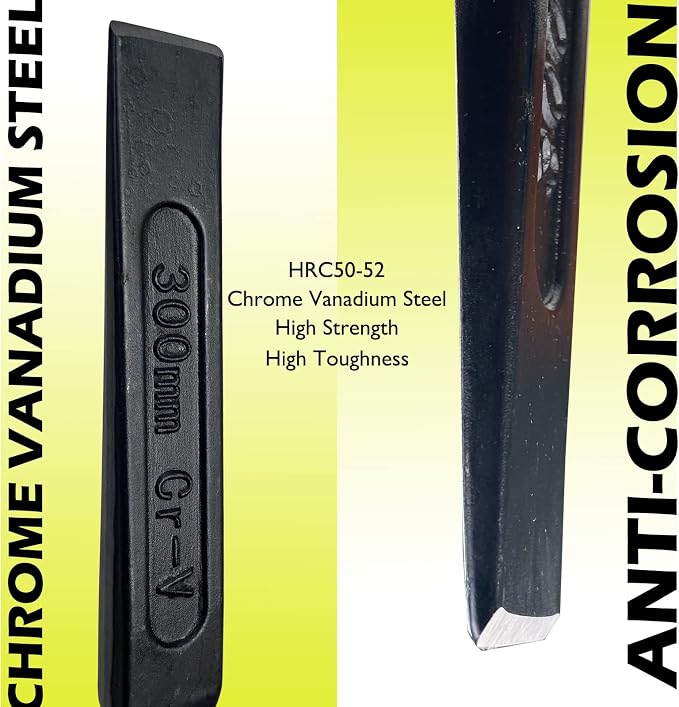 WEDO 10" Cold Chisel,Flat Utility Chisel,Industrial Grade,Length 250mm,CR-V Steel,Die-forged,Heat Treatment,Surface Black Polishing,For Carpentry, Metalwork, Woodwork & Masonry work