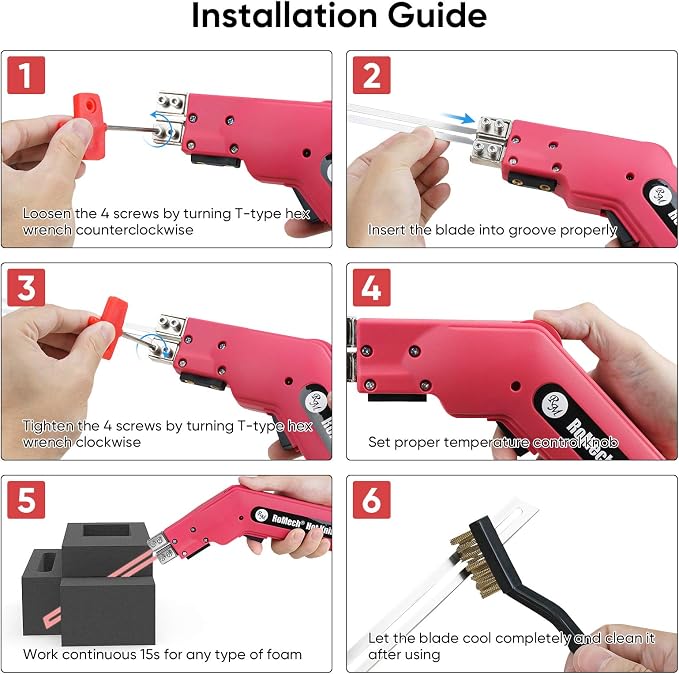 ROMECH Hot Knife Foam Cutter, 200W Electric Foam Cutting Tool Kit with Blades & Heavy-Duty Case for EPS, XPS, EVA, EPP RM-005 (200W)