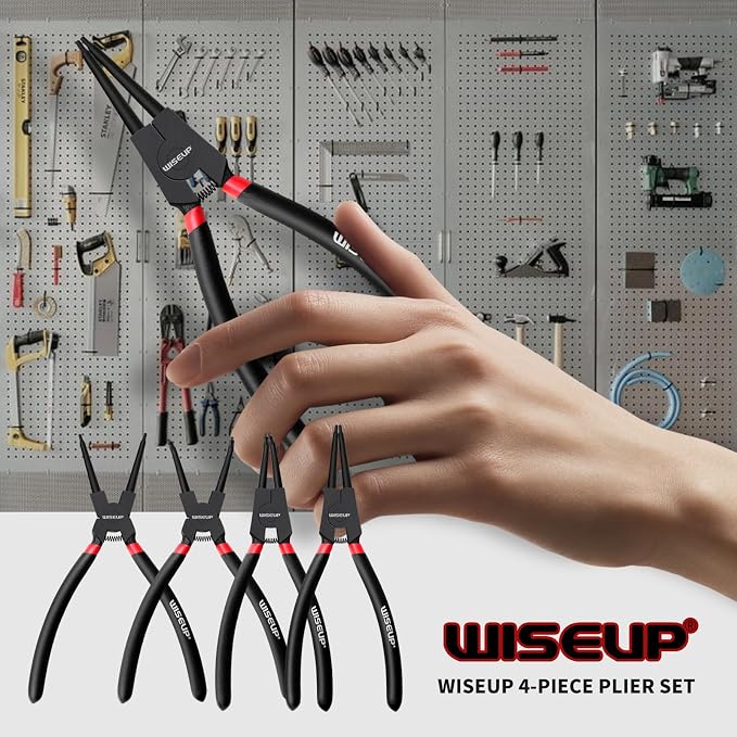 WISEUP Snap Ring Pliers Set Heavy Duty,4PCS-9 inch long Circlip Pliers Kit