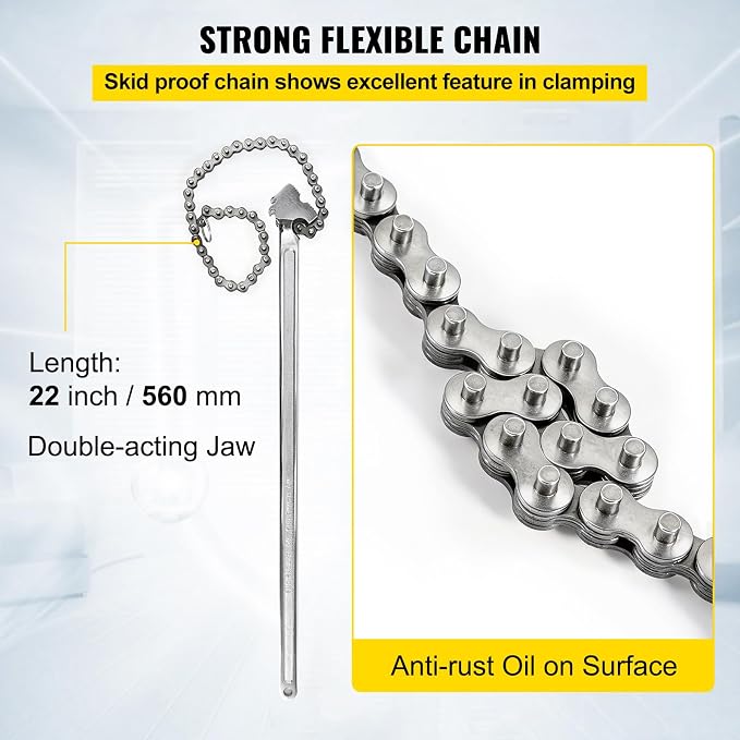 VEVOR 24 Inch Pipe Chain Wrench Heavy Duty 6.7 Inch Chain Wrench