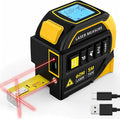 TEPU Laser Tape Measure 4-in-1, 197FT Laser Distance Meter with 16FT Auto-Lock Tape, Cross-Line Laser Level, Dual-Axis Angle, Backlit LCD, Distance/Area/Volume, Pythagorean Theorem & Angle Measurement