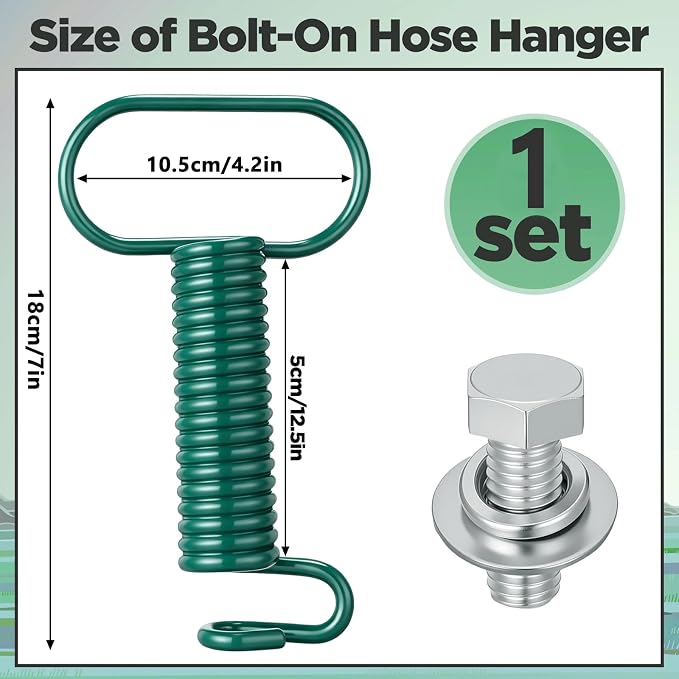 1 Pcs 7'' Hydraulic Hose Hanger Spring Clamp with Wider Diameter for Tractor with Long Bolts Heavy Duty Accessories Keep Hydraulic Hoses Safe and out of The Way, Silver (Green)