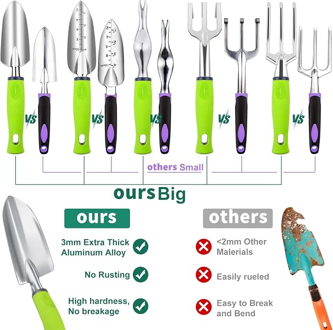 84 PCS Garden Tools Set,10pcs Succulent Tools Set Included 6pcs Large Heavy Duty Aluminum Gardening Hand Tools 12.5IN with Garden Tool Bag,Gloves Sprayer etc.Gardening Gifts for Men Women Garden Gifts