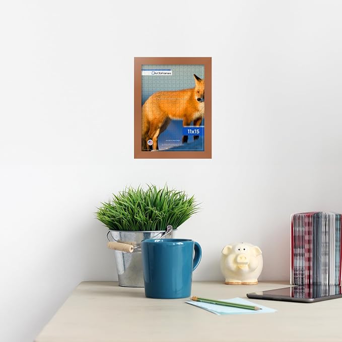 ArtToFrames Puzzle Frame for Buffalo Games 100 Piece Jigsaw Puzzles, 11x15 Inch (28x38 cm), Burnt Umber Engineered Wood with Regular Glass, Ready to Hang Puzzle Display